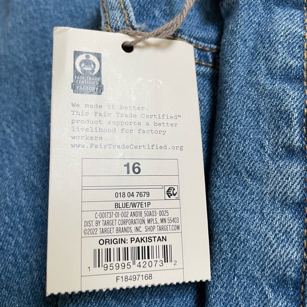 Fair Trade wide leg blue jeans size (16R) NWT
